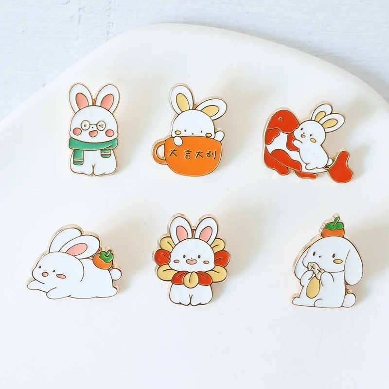 Rabbit brooch cartoon kiss rabbit badge cute and sweet girl sweater corsage clothes backpack