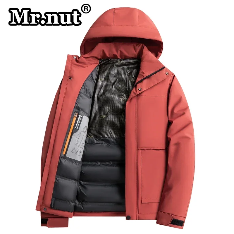 Mr.nut Men' Graphene Hooded Warm Cotton-padded Jacket Winter Clothing Quality Durable ParkasThermal Windbreak Thickening Jackets