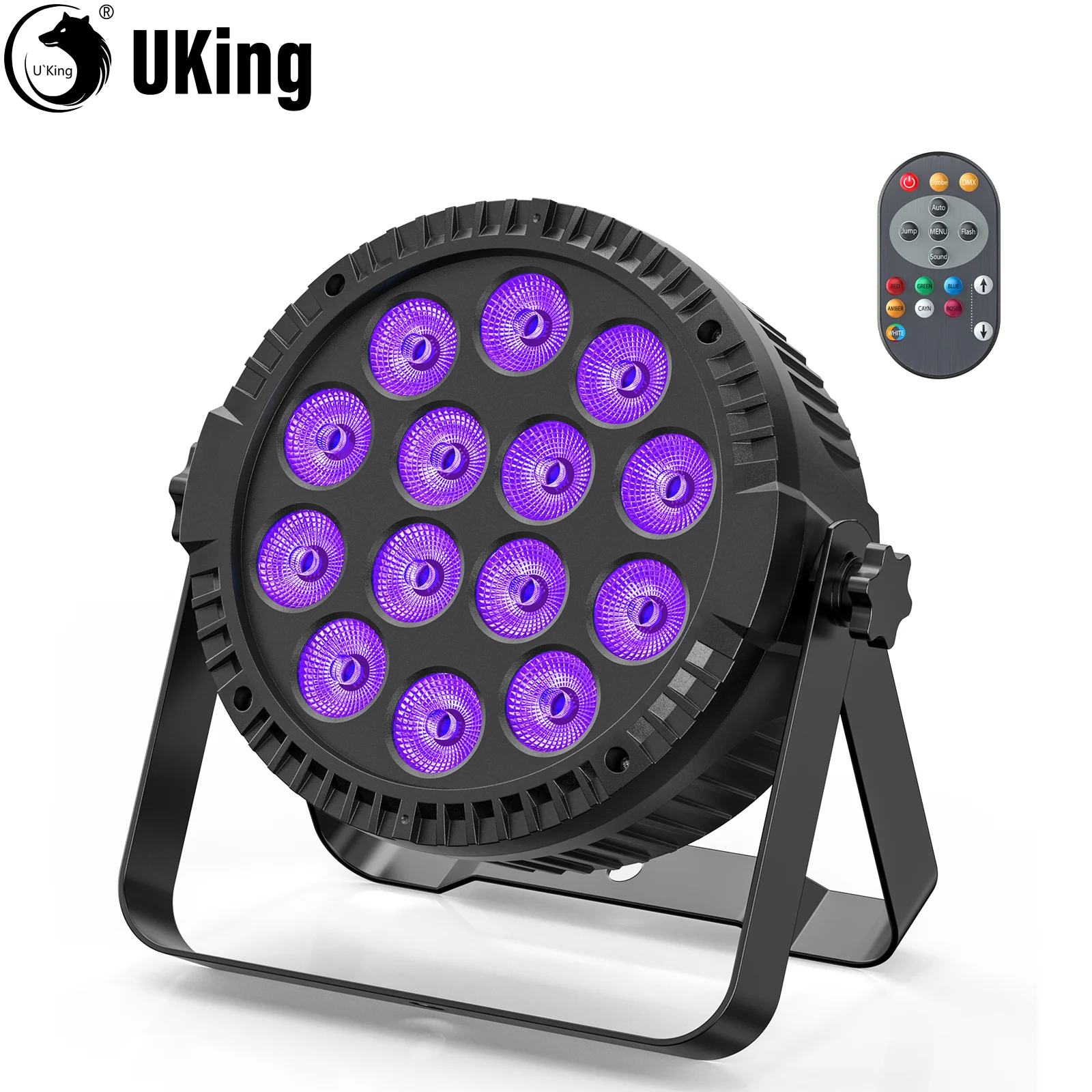 U'King 84W Par Lights 4IN1 RGBW 14LED Rainbow Effect Stage Lights With Remote Control DMX512 For Party Wedding Dance DJ Disco