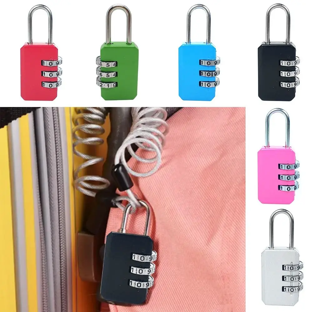 Security Travel Combination Lock Backpack Zipper Lock Luggage Padlock Dormitory Cabinet  Lock 3 Digit Password Lock
