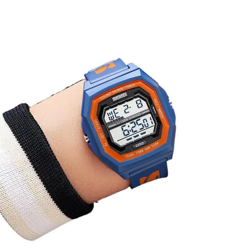SkmeiOutdoor الرياضة متعددة الوظائف ساعة رجالية طالب ساعة إلكترونية عادية كول مقاوم للماء ساعة إلكترونية الرجال