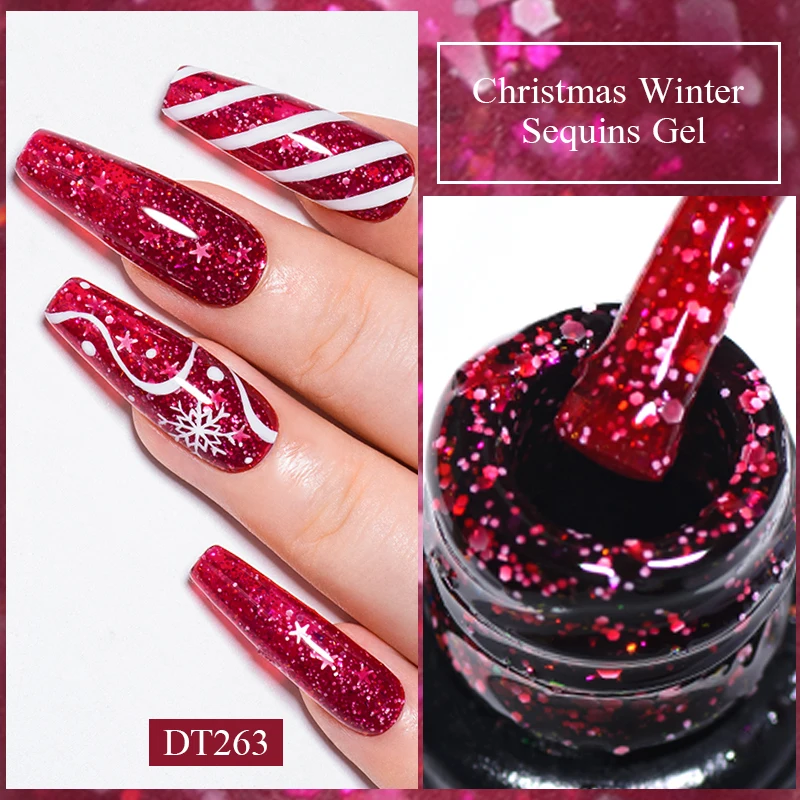 7Ml Kerst Glitter Gel Nagellak Glanzende Pailletten Winterkleur Semi-Permanant Weken Van Uv Led Gel Manicure Nail Art Lak