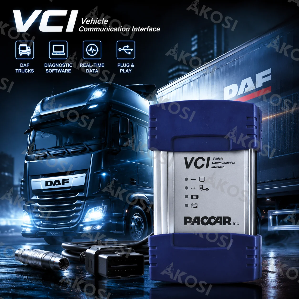 Диагностическая система для грузовиков DAF CF53, интерфейс VCI560 MUX + программное обеспечение Davie, полное сканирование системы и перезапись DPF для тяжелых грузовиков DAF