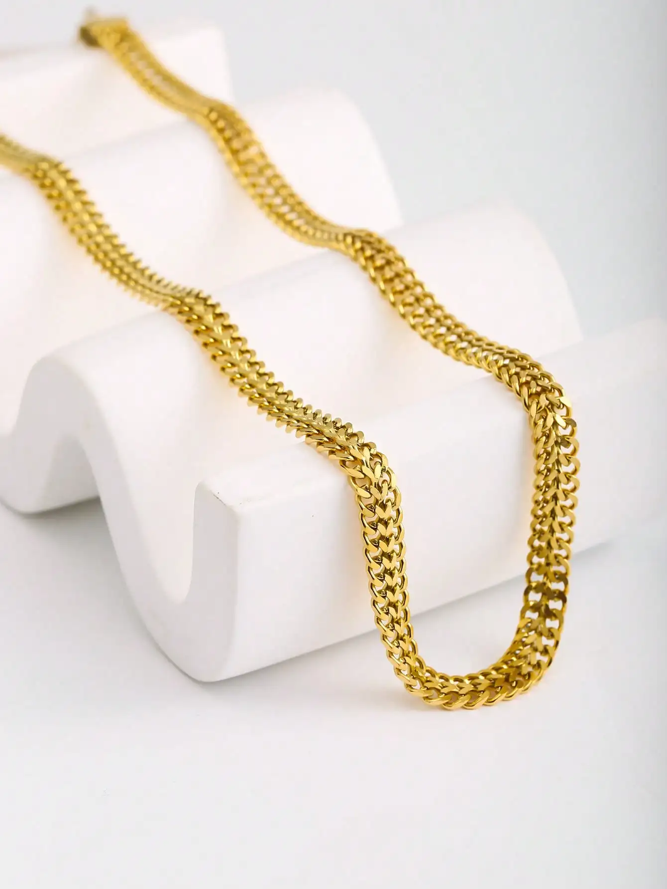 Stainless Steel Necklace For Women Double Row Chain Necklace