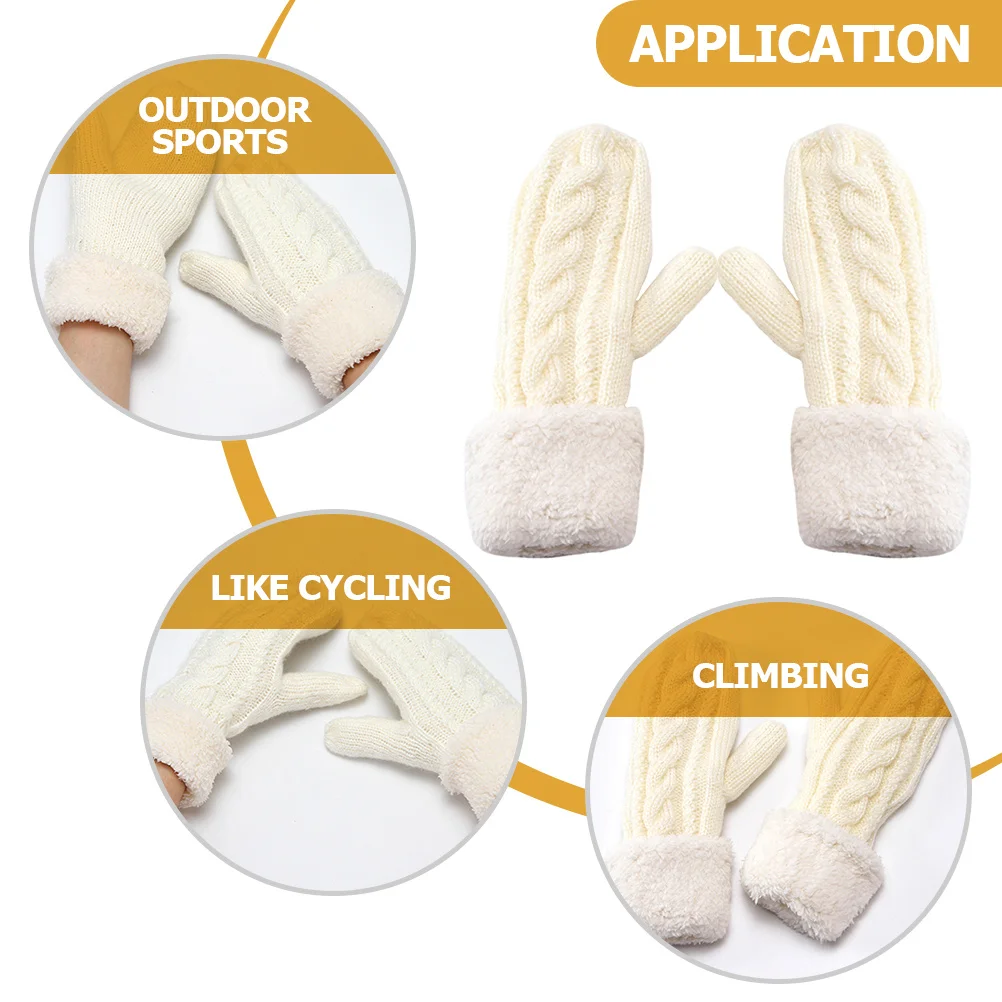 

Chenille Fleece Gloves -weather Running White Acrylic Thickened Warm Miss