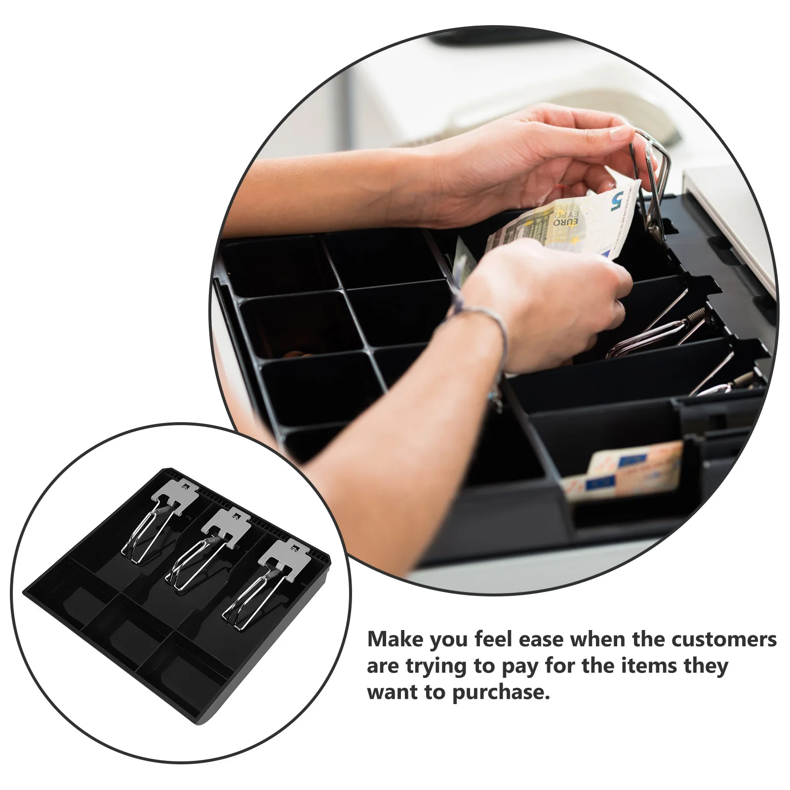 

Cash Box Three-pack Register Drawer for Small Businesses Iron Compartment Insert Tray