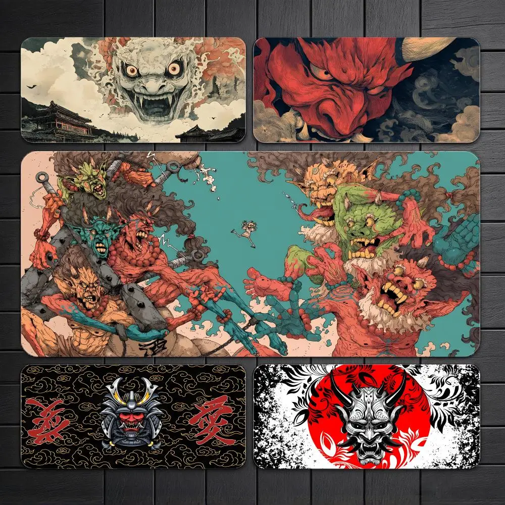 Fierce Art J-Japanese samurai devil Mouse Pad Gaming Desk Mat Large Mousepad Non Slip Base With Stitched Edge