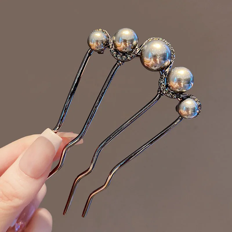 Fashion Metal U-Shaped Hair Stick Women Elegant Simple Pearl Hair Clip Pins Hairpin Headwear Hair Accessories Gifts