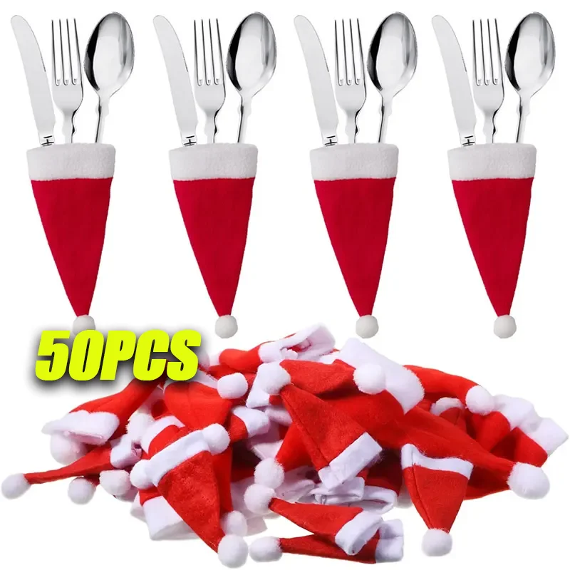 Christmas hat cutlery dinner fork set Hotel Restaurant Tableware Decoration Kitchen Bar Supplies Christmas Party Decoration