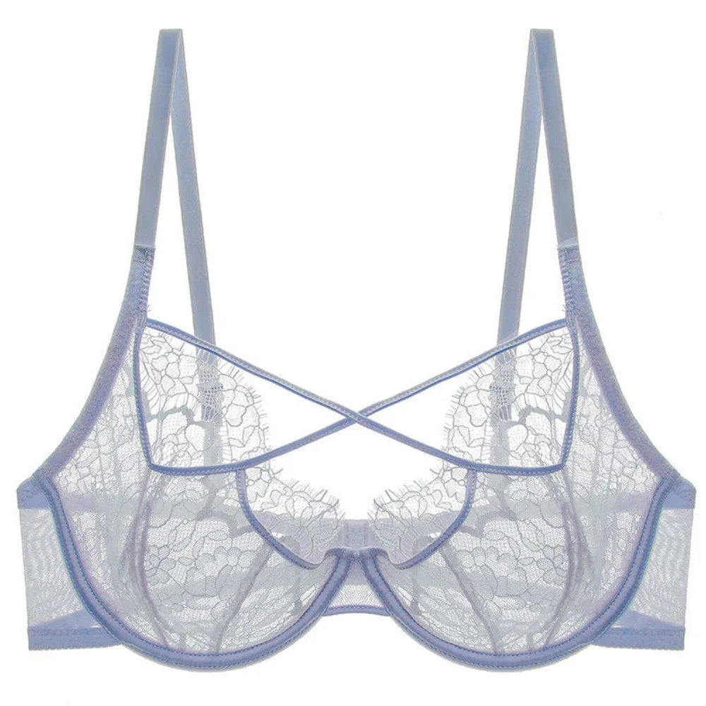 Summer Ladies Floral Lace Bra Ultra Thin Cup Sheer Mesh Minimizer Brassiere Side Lift Support Comfort Women Underwear 32-38 Size