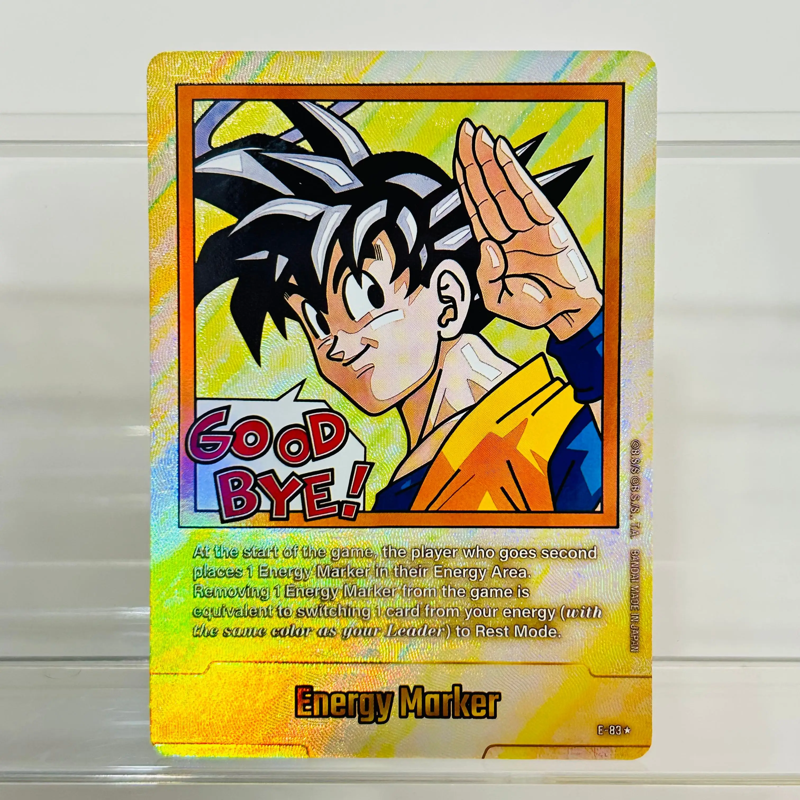 

Dragon Ball E-83 Goku DIY Energy Marker Card English Version Gold Foil Holographic Texture Premium Anime Collection Card