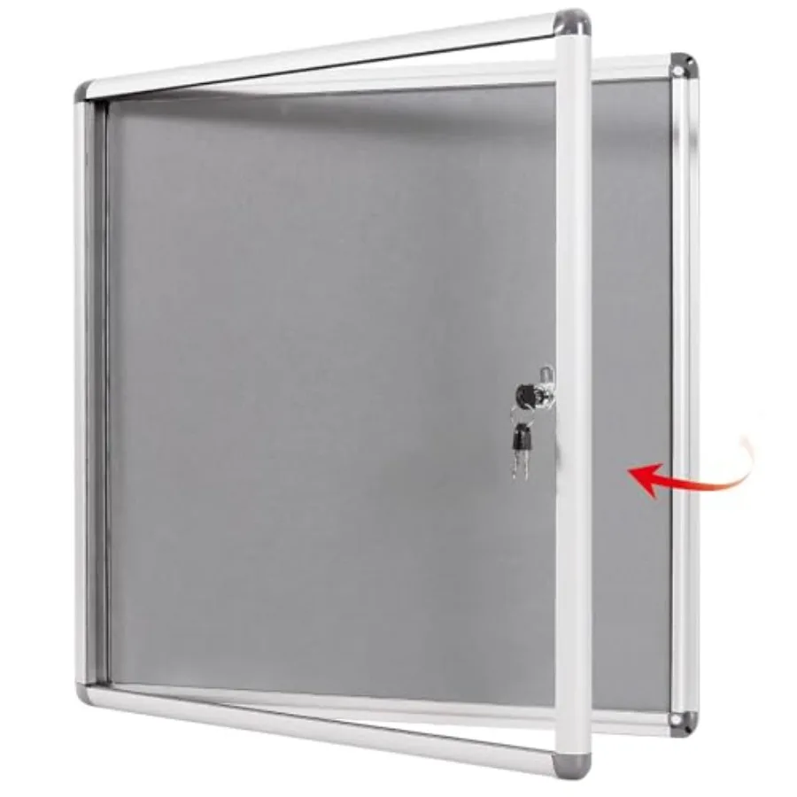 

Enclosed Bulletin Pin Fabric Boards Tamperproof Notice Case for Message Memo Photo,Grey,28x26inch (6xA4)