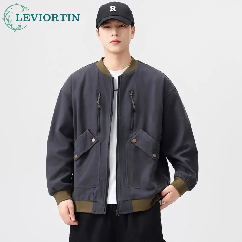 Spring and Autumn Japanese retro workwear color blocking splicing side seam pocket design trendy brand loose baseball uniform