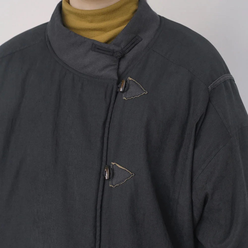 Original doux Faux cuivre ammoniaque veste décontractée femmes rétro épissage vêtements d'extérieur bouton d'ouverture latérale ample mince matelassé manteau court