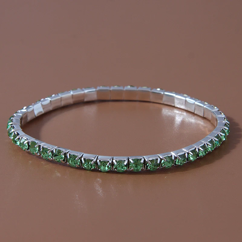 Fashion Crystal Single Line Bracelets Colorful Elastic Bracelet For Women Silvercolor Shining Bracelet Femme