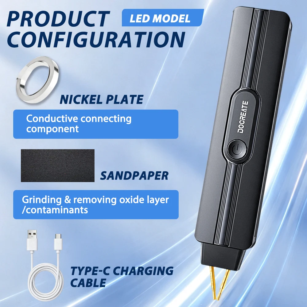 Wireless Handheld Spot Welder Lithium Battery Powered Adjustable Power Fast Charging Auto Touch Spot Welding Overheat Protection