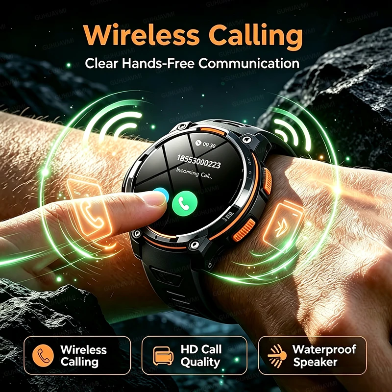 New Offline Map Smart Watch 1200mAh Battery Outdoors GPS Compass Altimeter Tactics Flashlight AI-GPT IPX8 Waterproof Call Watch view 6