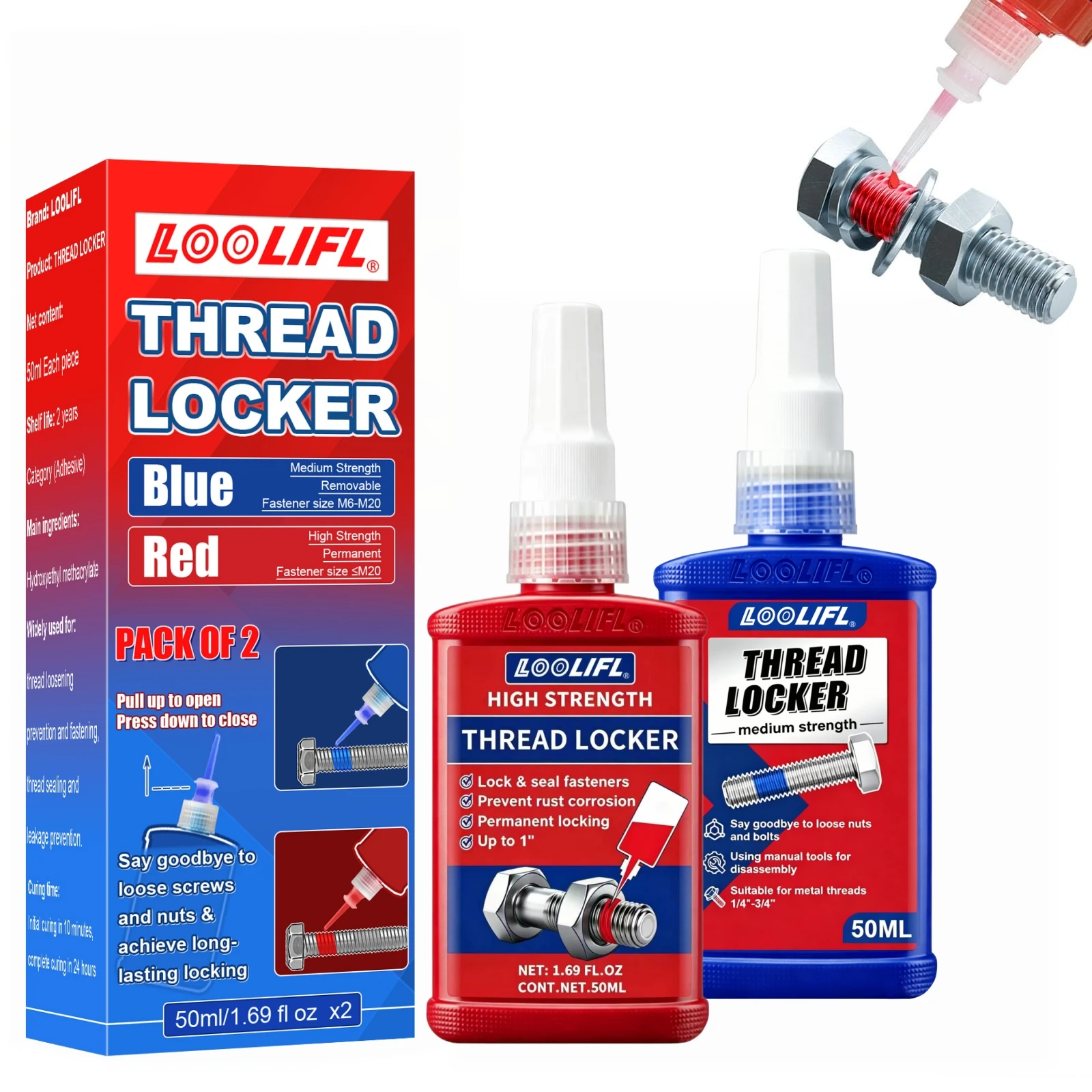243 271 Thread Locking Agent, Anaerobic Sealant, Anti-Loosening Sealant, Suitable for Pipes, High-Pressure Fuel Systems, and Metal Thread Fastening
