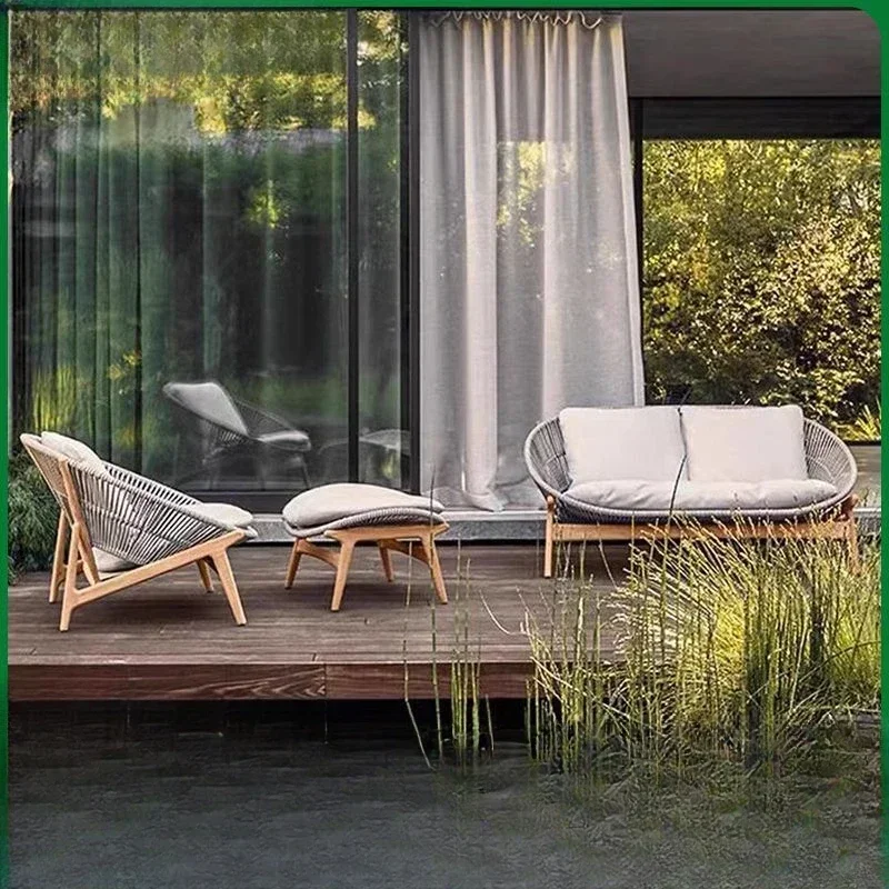 

Nordic outdoor rattan sofa waterproof and sunscreen villa courtyard leisure garden balcony outdoor furniture combination