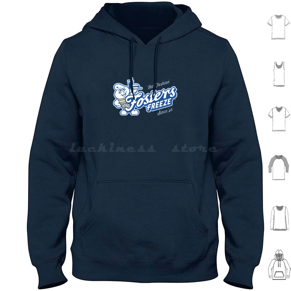 Fosters Freeze Cafe Hoodies Long Sleeve Restaurants Food Ice Cream Pasta Cafe Leci Salad Cool Resto Logo Food Lovers