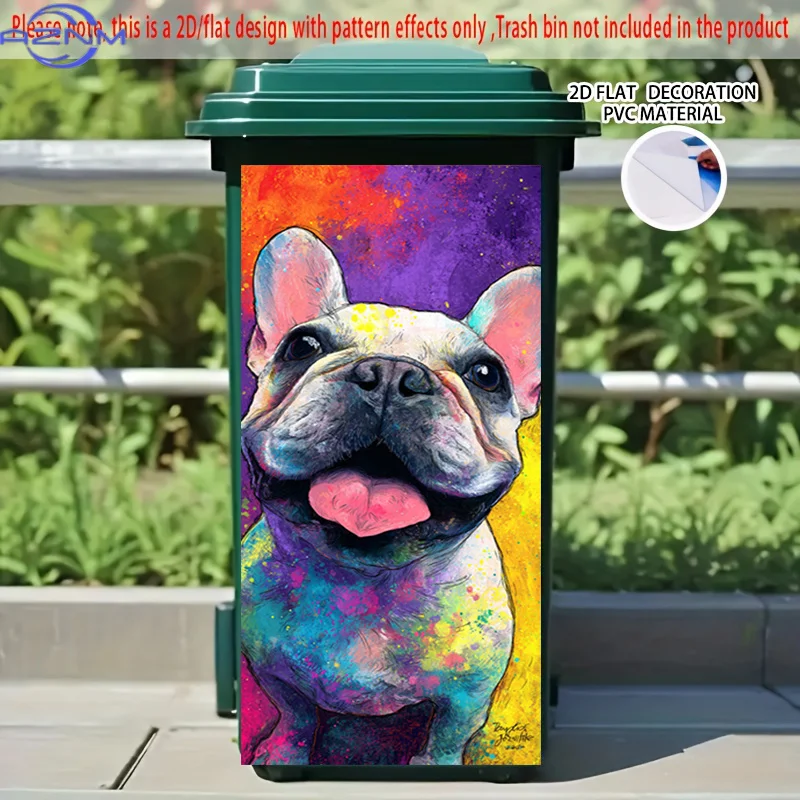 1pc of 2D Pattern Printing Sticker for Kitchen Trash Bins, Measuring X Cm, Featuring The Theme 'Colorful Cute Dog Pose'. This