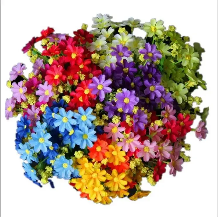 

7 Branch 28 Heads Silk Daisy Artificial Flower Wedding Flower Bouquet Home Room Wedding Table Decoration Silk Flowers