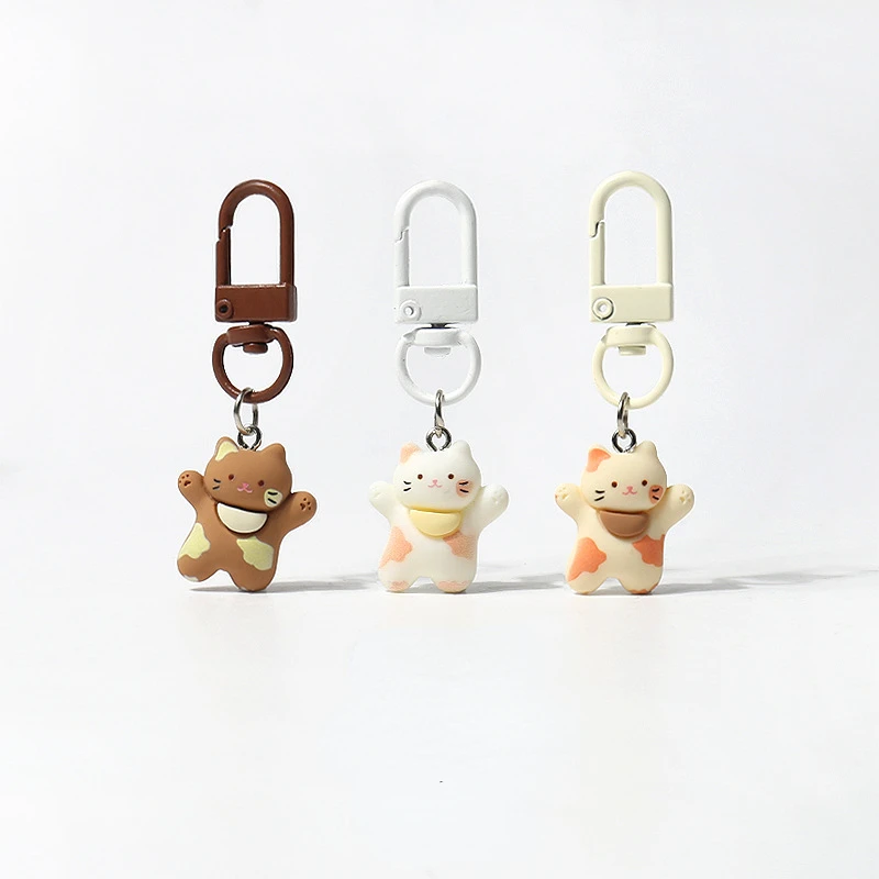 Brelok do kluczy Happy Cat Cute Animal Backpack Pendant Mini Key Chains Proste i wszechstronne codzienne akcesoria Kawaii Keychain na prezent