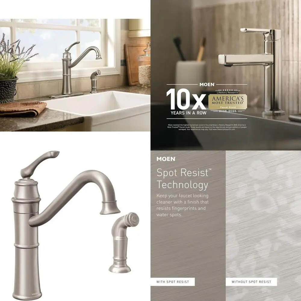 

Stainless Steel High-Arc Kitchen Faucet with Side Spray, Model 87999SRS