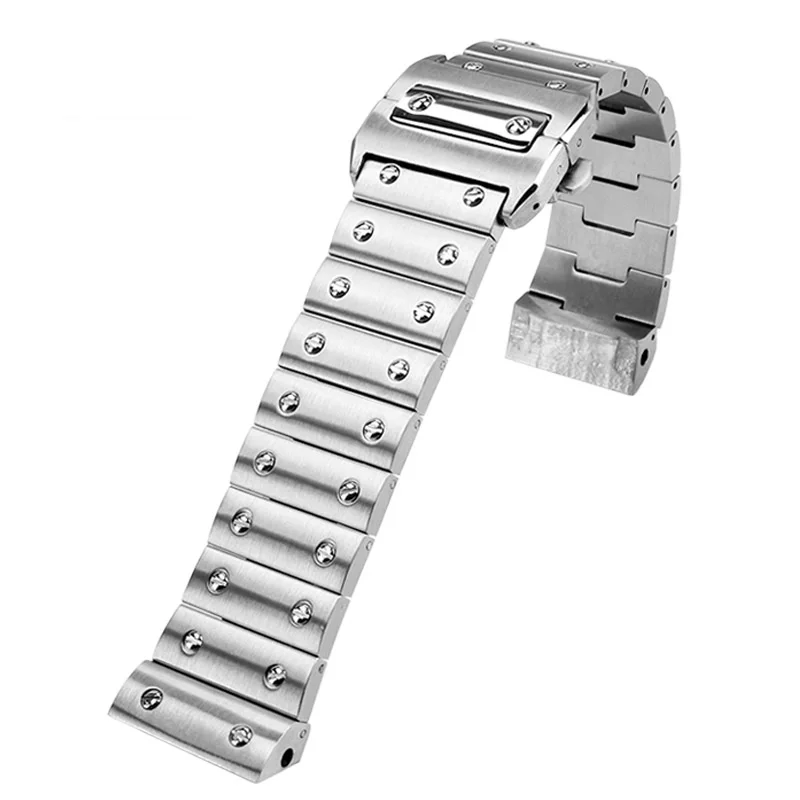 Solid stainless steel watch band for Cartier Santos 100 Series men\'s wristband bracelet 23mm butterfly buckle Watch accessories