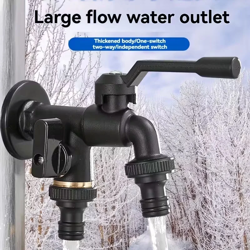 Outdoor Tap Frost-Proof Dual Outlet Tap Garden Watering Equipment Suitable For Gardens Lawns Washing Machines Courtyards