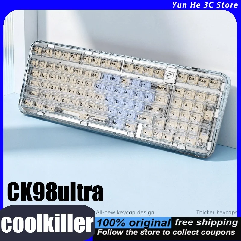 Teclado Mecânico Coolkiller CK98 Ultra 97 Teclas 3 Modos Sem Fio Transparente Personalizável Hot-Swappable para Jogos Novo Modelo 2026