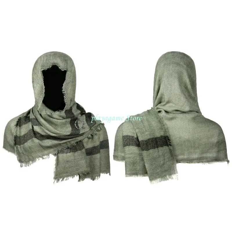 Y88A Medieval Scarf Cowl Men with Brooch,Vikinges Cowl Hood Cloak,Renaissances Hooded Shawl for Halloween Cosplay