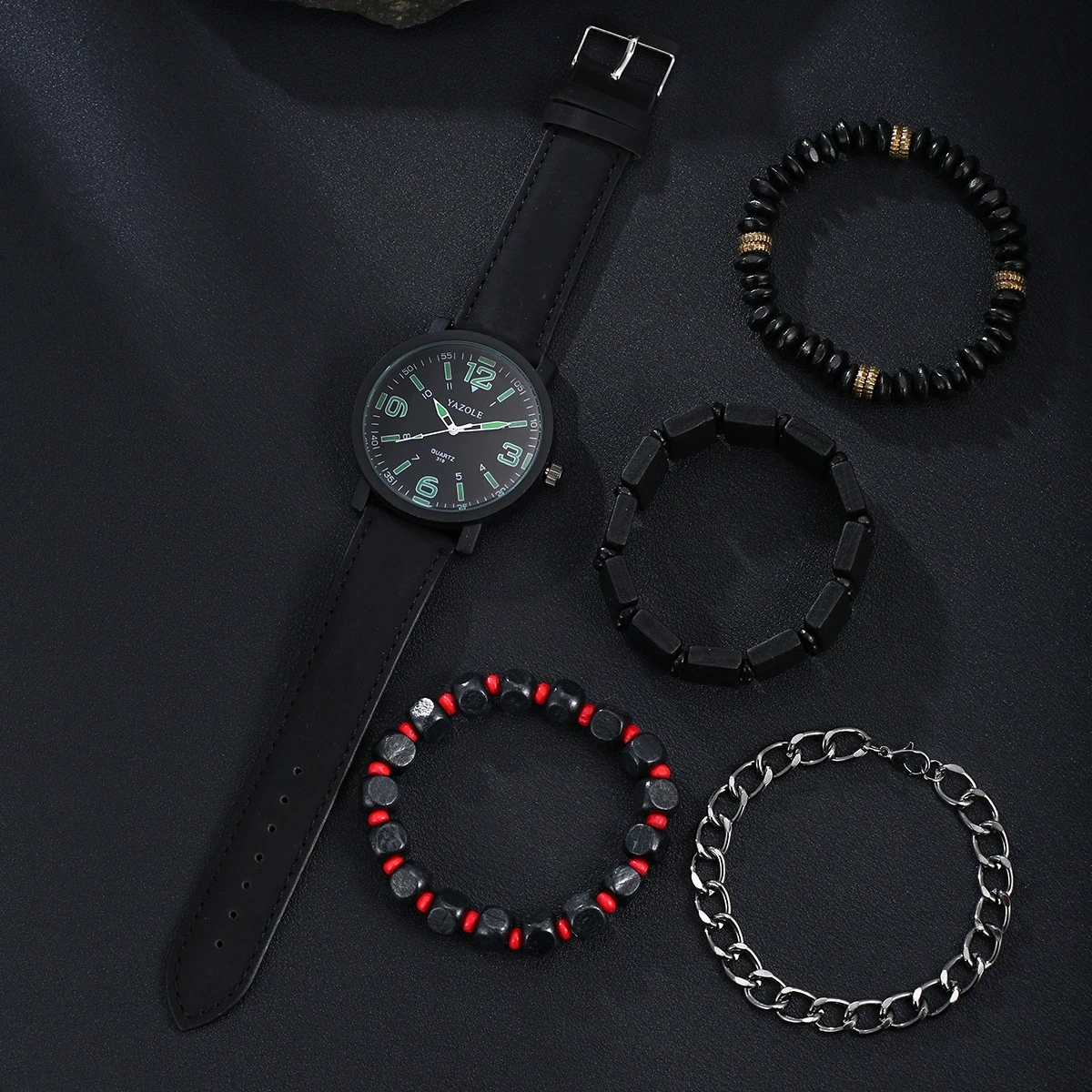 

New Hip Hop Mens Fashion Watches Luxury Male Clock Wristwatch Sport MensWrist Watch Bracelet Set Relogio Masculino