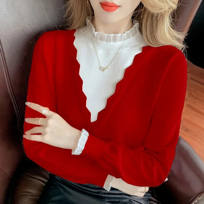 

2022 Spring Autumn Women's Fashion Sweater Long-Sleeved Casual Bead Embroidery Pullovers Sweater Female Knitwear Jumper Full C