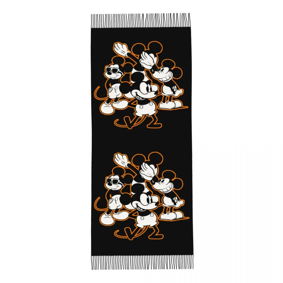 Custom Mickey Mouse Anime Collage Scarf Wrap Women Long Winter Warm Tassel Shawl Unisex Scarves