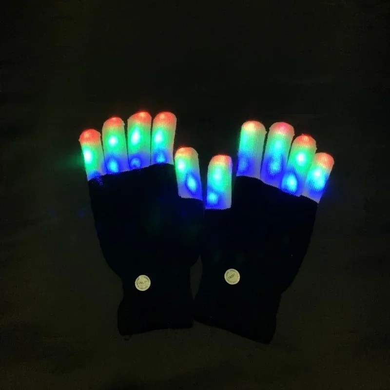 LED Glowing Gloves Carnival Lights Neon Party Glitter Gloves Glowing Fingertip Lighting Bright Supplies Kids Novelty Party Toys