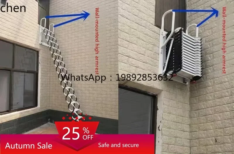 b23telescopic staircase household aluminum alloy multi-functional folding wall hanging thickened storage ladder