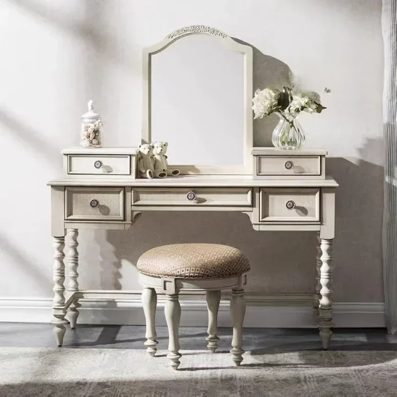 

durable For Oak Solid Wood Makeup Table Princess Dresser Cabinet Bedroom Assembly Furniture White