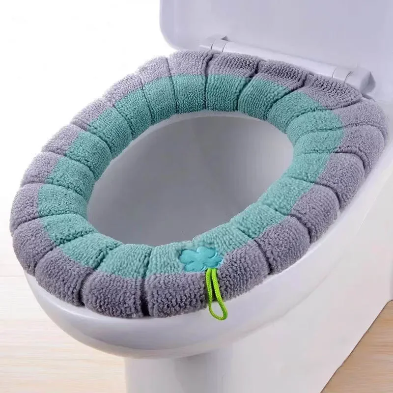 Warmer Toilettensitzbezug, bequem, dick gestrickt, O-förmig, universelles Badezimmer, waschbares Toilettenkissen, Closestool-Matte, Pad-Abdeckung – Detail 4