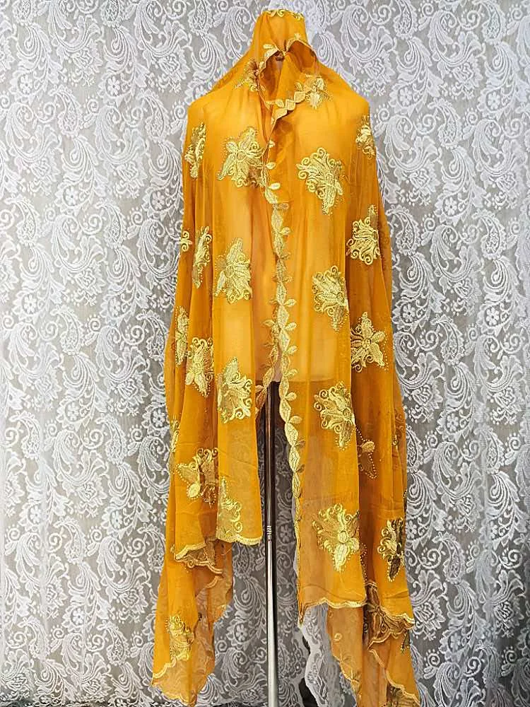 Schal Muslimische Afrikanische Tücher Chiffon Gute Qualität 2026 Neueste Afrikanische Muslimische Islamische Hijab Dubai Stickerei Schal Kashkha Dubai – Detail 20