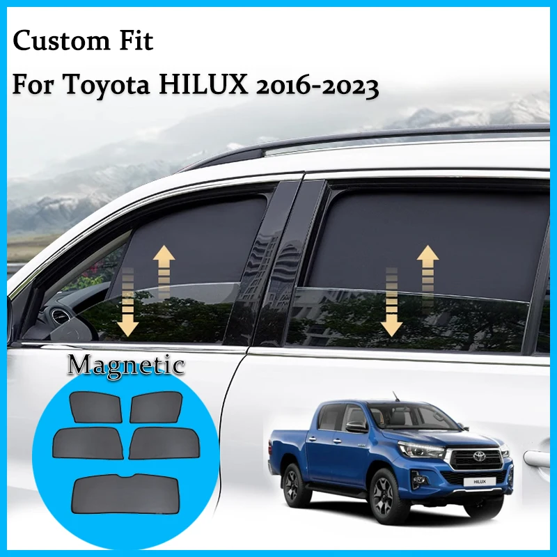 

For Toyota HILUX VIII Pickup Revo 2016-2023 Magnetic Car Sunshade Front Windshield Frame Curtain Rear Side Window Sun Shades