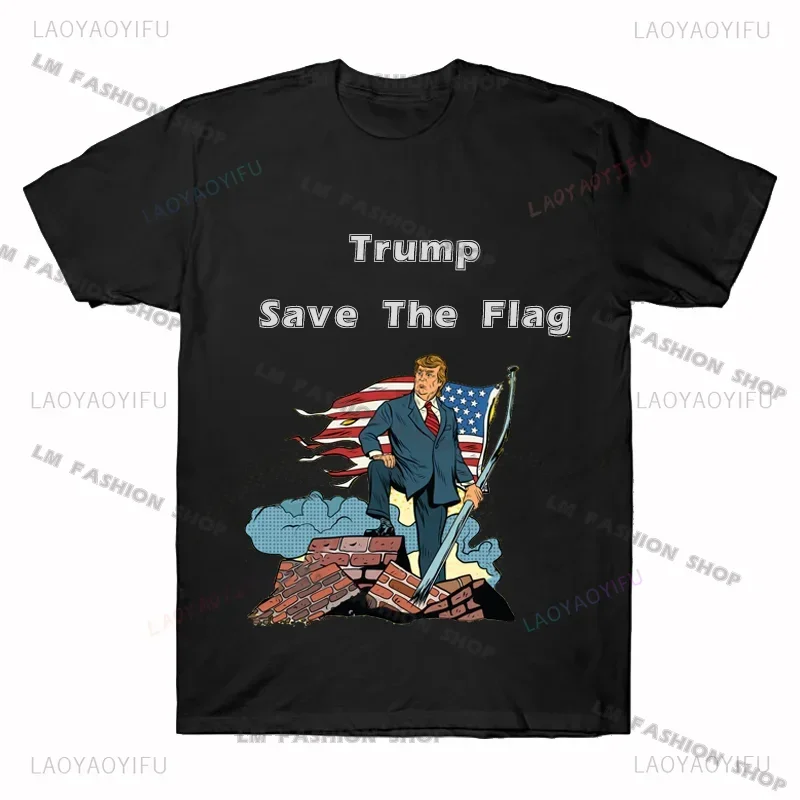 Man Trump Save The Flag I\'Ll Be Back Elect Donald Trump 2024 Election T-Shirt Vintage T Shirt Womens Tees Ropa Hombre Unisex