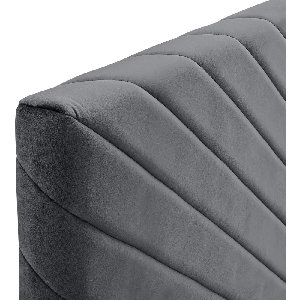 Cabeceira Angular Channel Tufted Performance Velvet Califórnia em Carvão, Modelo: Rei