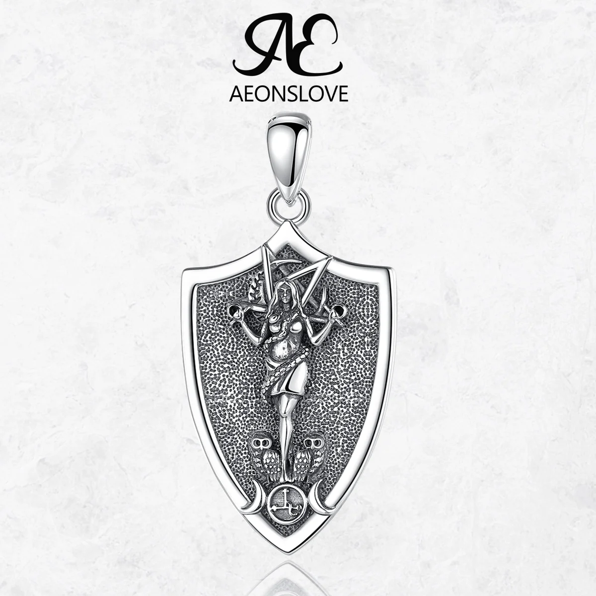 

AEONSLOVE стерлингового серебра 925 пробы, ожерелье Богини Лилит, демон, Силит, сигнал, щит, кулон, амулет ведьмы, языческие украшения для женщин и мужчин