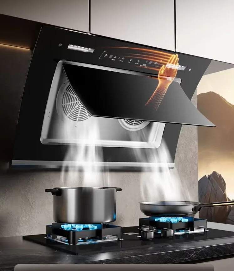 220V SAST Range Hood Kitchen Large Suction Side Mounted Exhaust Fan for Home Rental K