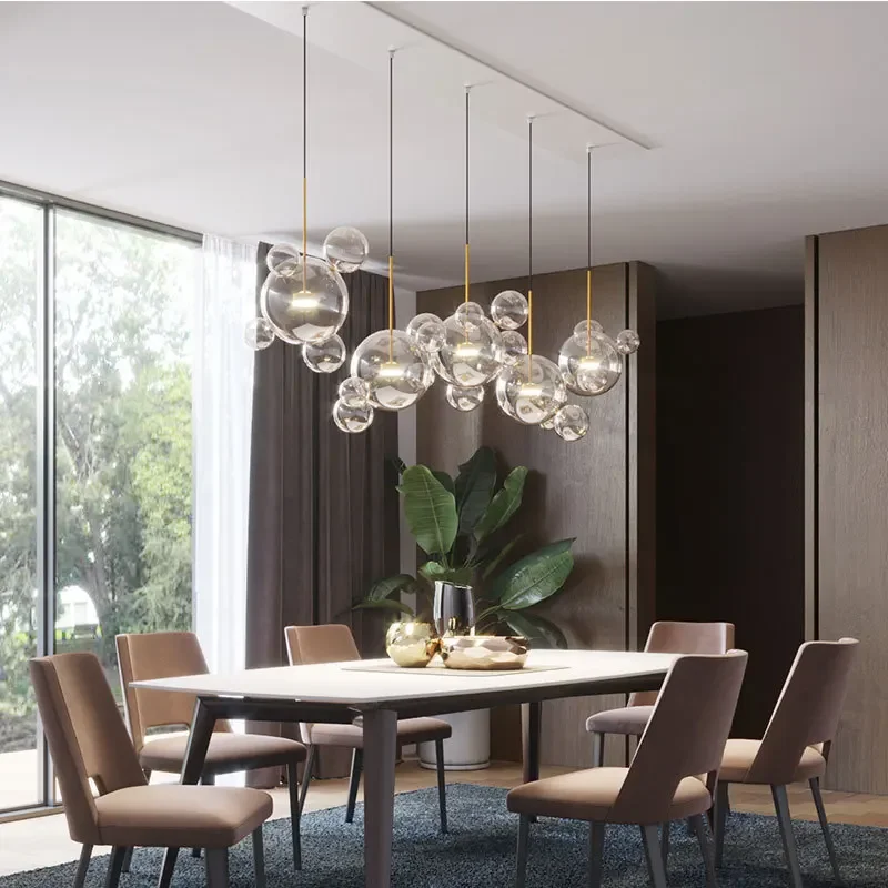 Modern Mickey Round Glass LED Pendant Lights for Living Dining Room Bar Hall Ceiling Chandelier Home Decor Design Lamp Fixture