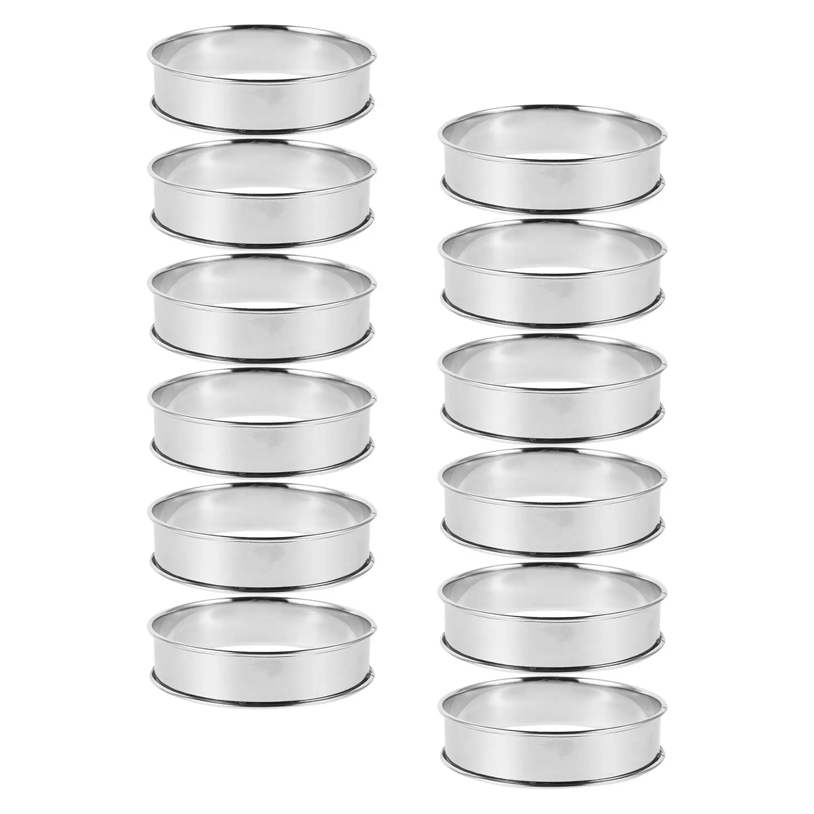 

Набор из 12 форм для выпечки из нержавеющей стали с двойным закругленным краем, антипригарные формы для английских маффинов, печенья, кексов, круглые формы для печенья