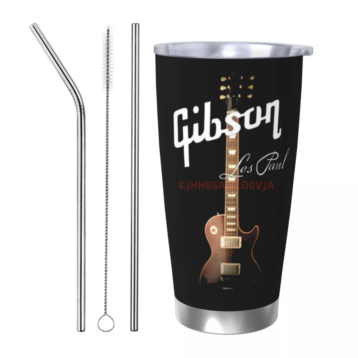 Cool Gibson Guitar Insulated 20oz Stainless Steel Thermo Coffee Cup Mug with Lid Tumbler for Office Home Car Bottl