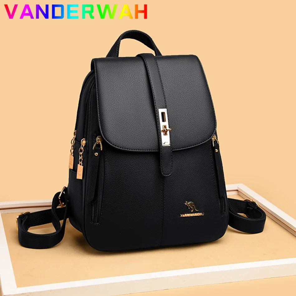 2024 Genuine Women Leather Backpacks Shoulder Bags Female Backpack Ladies Travel Rucksack Mochilas School Bags For Teenage Girls