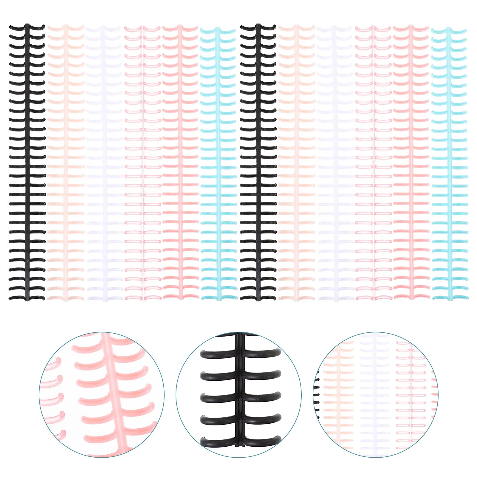 

12pcs Plastic Spines Spiral Coils Loose Leaf Hinges Office Binding Book Binder Segmented Design Flexible Diy Book Making Coils
